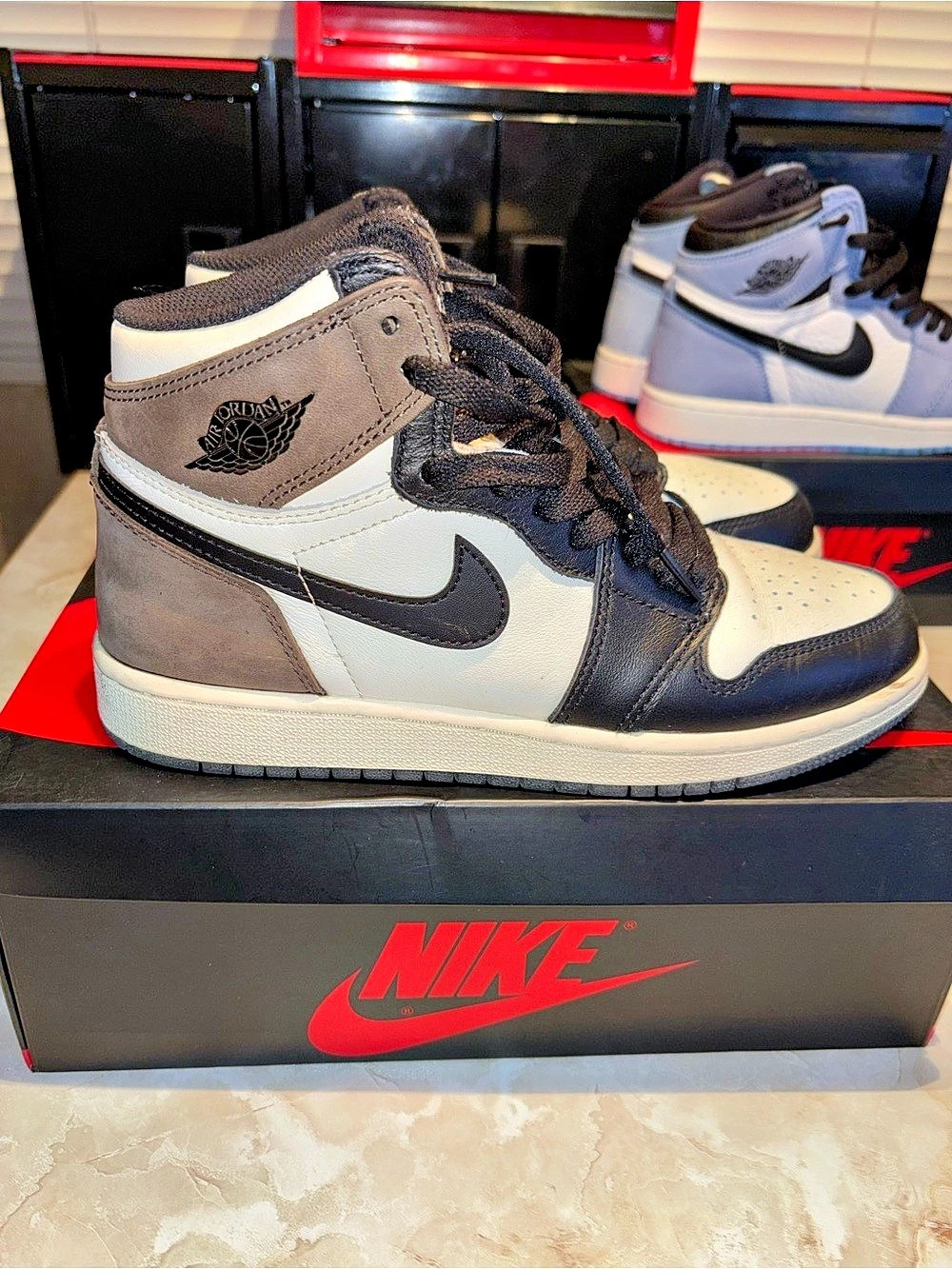 Nike Air Jordan 1 High-Top Sneakers in Gray & Black